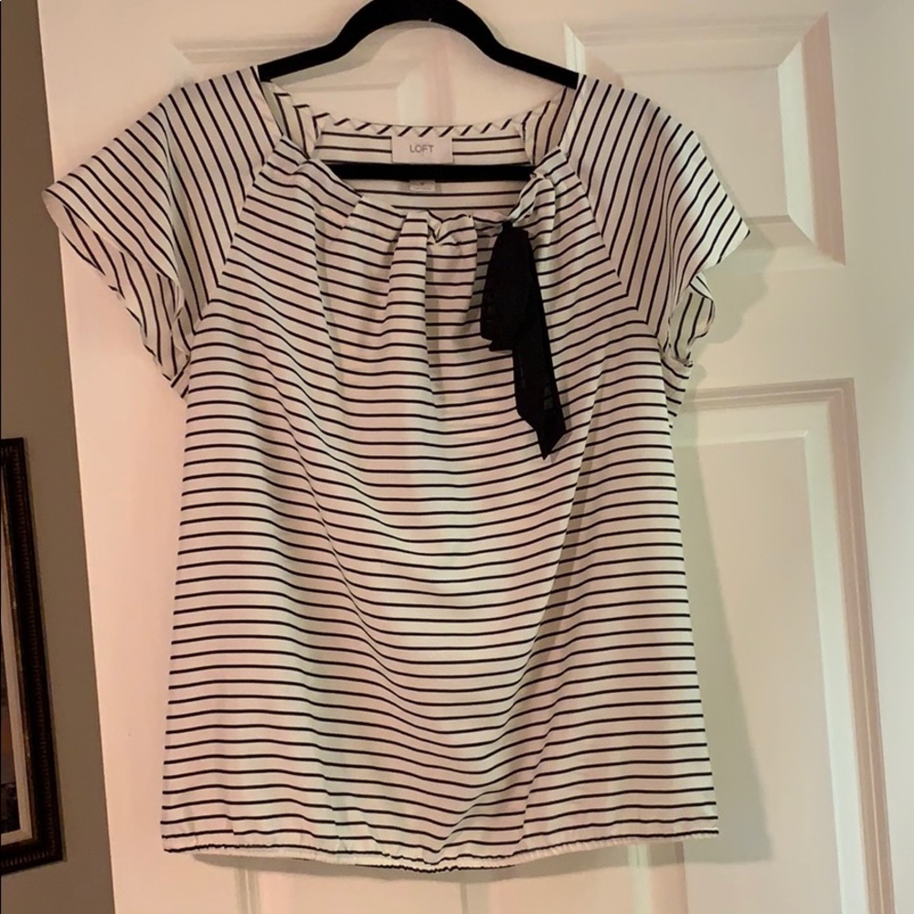 Loft Black and White Striped Blouse